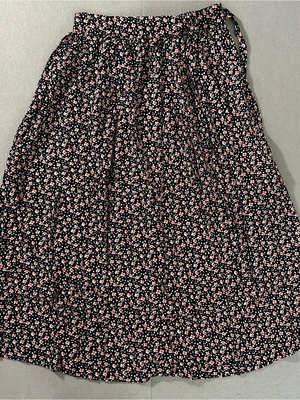 DownEast Black Maxi Skirt with Pink and White Ditsy Floral